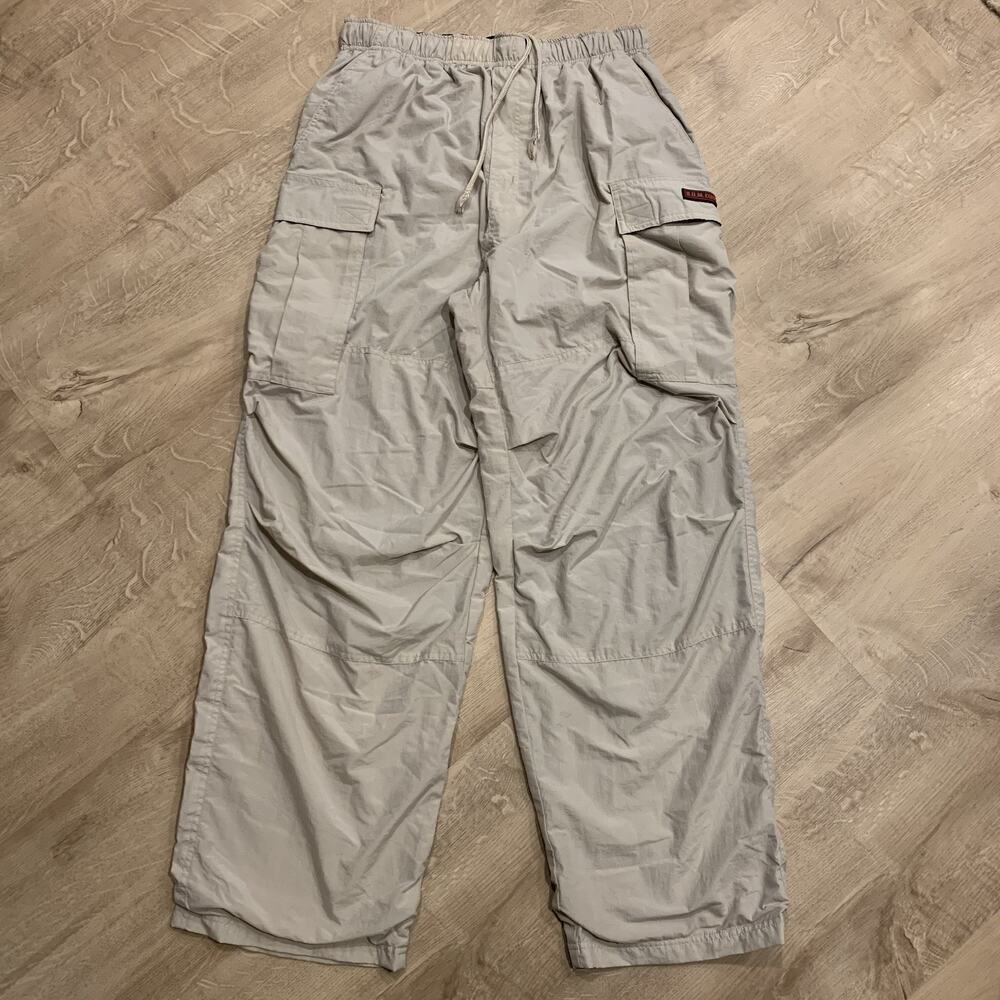 Vintage Y2K BUM Equipment Windbreaker Cargo Track Pants Men's Medium Tan Skater